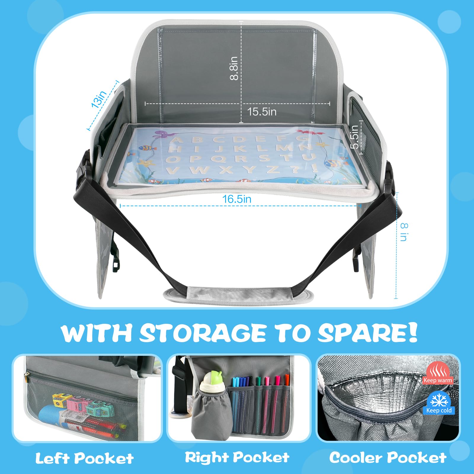 MENZOKE Travel Tray adjustable strap enables easy carry and stabilization