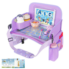 MENZOKE kids travel tray on car seat with purple color keeps kids organized during trips