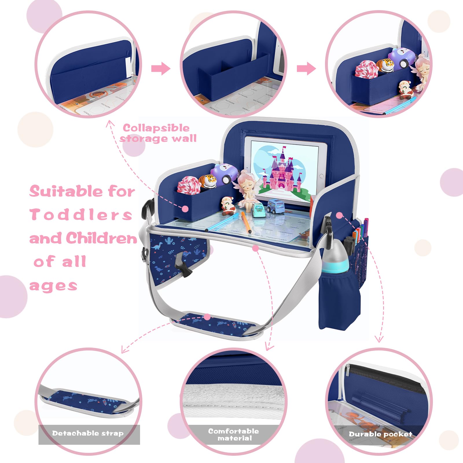 MENZOKE Travel Tray strap attachment stabilizes the tray during bumpy rides.