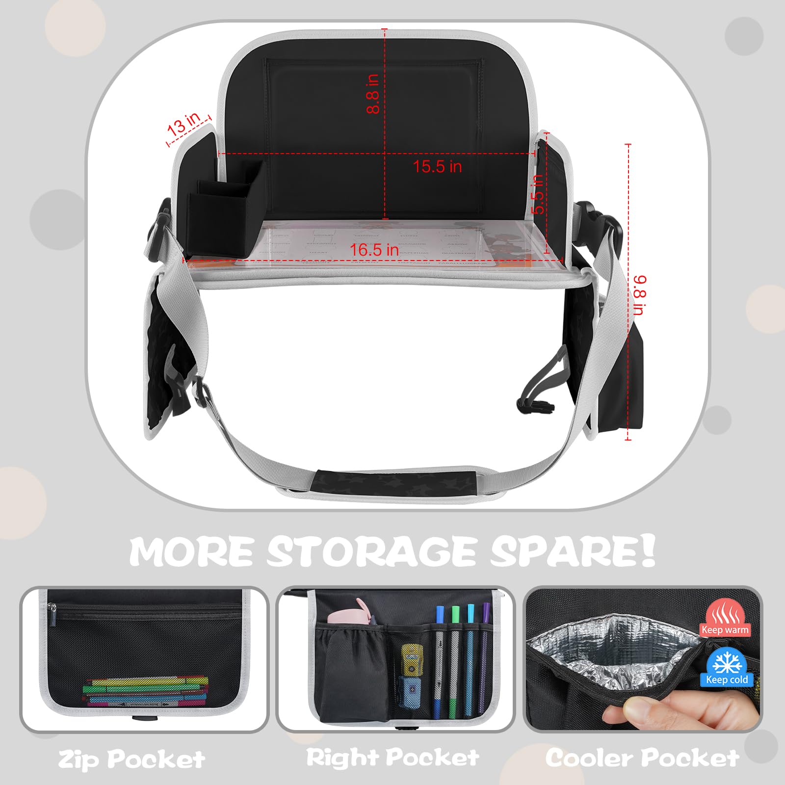 Menzoke detachable shoulder strap secures tray during travel