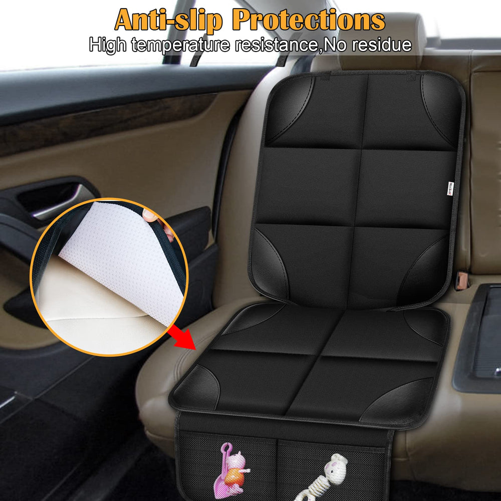 Meolsaek car seat protector on the back seat features waterproof Oxford fabric.