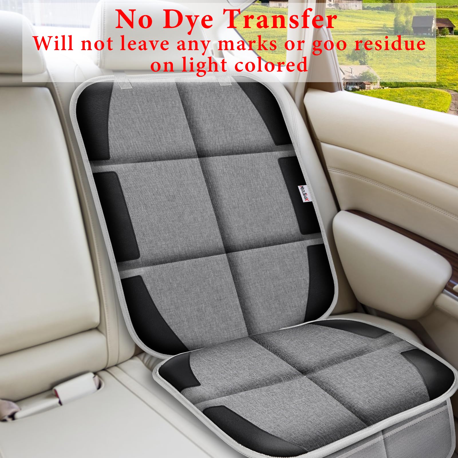 Protects under child seat with secure, easy installation
