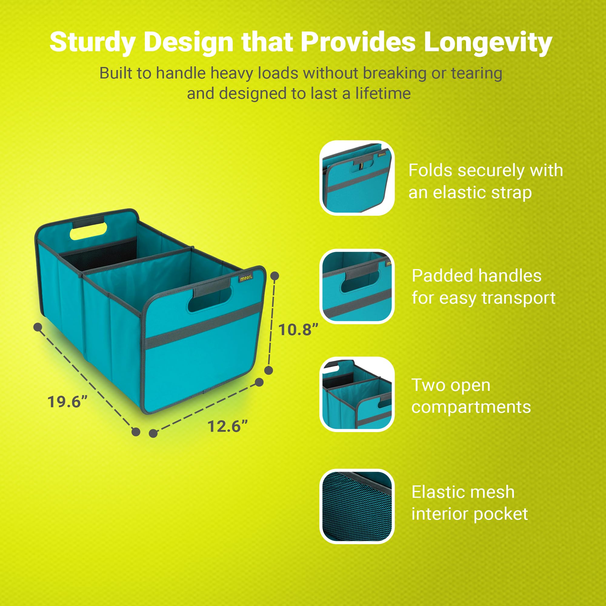 Meori trunk organizer with a nine-bottle insert for easy wine transport.