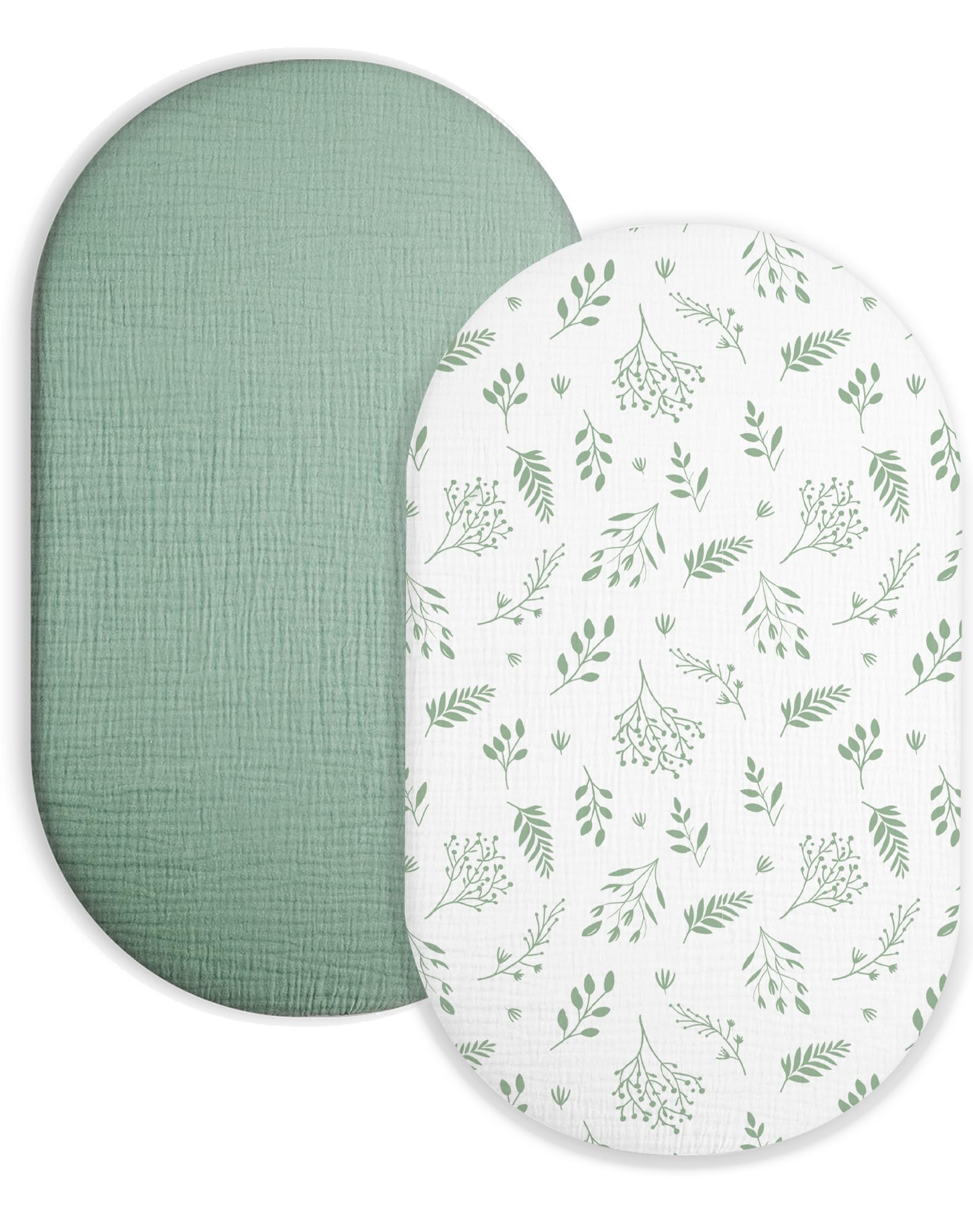 Meowcards bassinet sheet 2-pack pack-shot highlighting soft muslin for gentle sleep