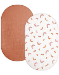 Meowcards bassinet sheet brick color fits rectangle bassinet snugly for safe sleep.