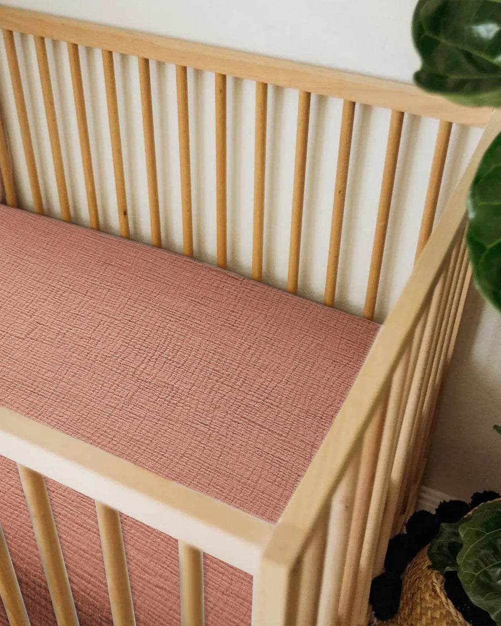 Meowcards bassinet sheet machine washable dusty rose for simple nursery upkeep