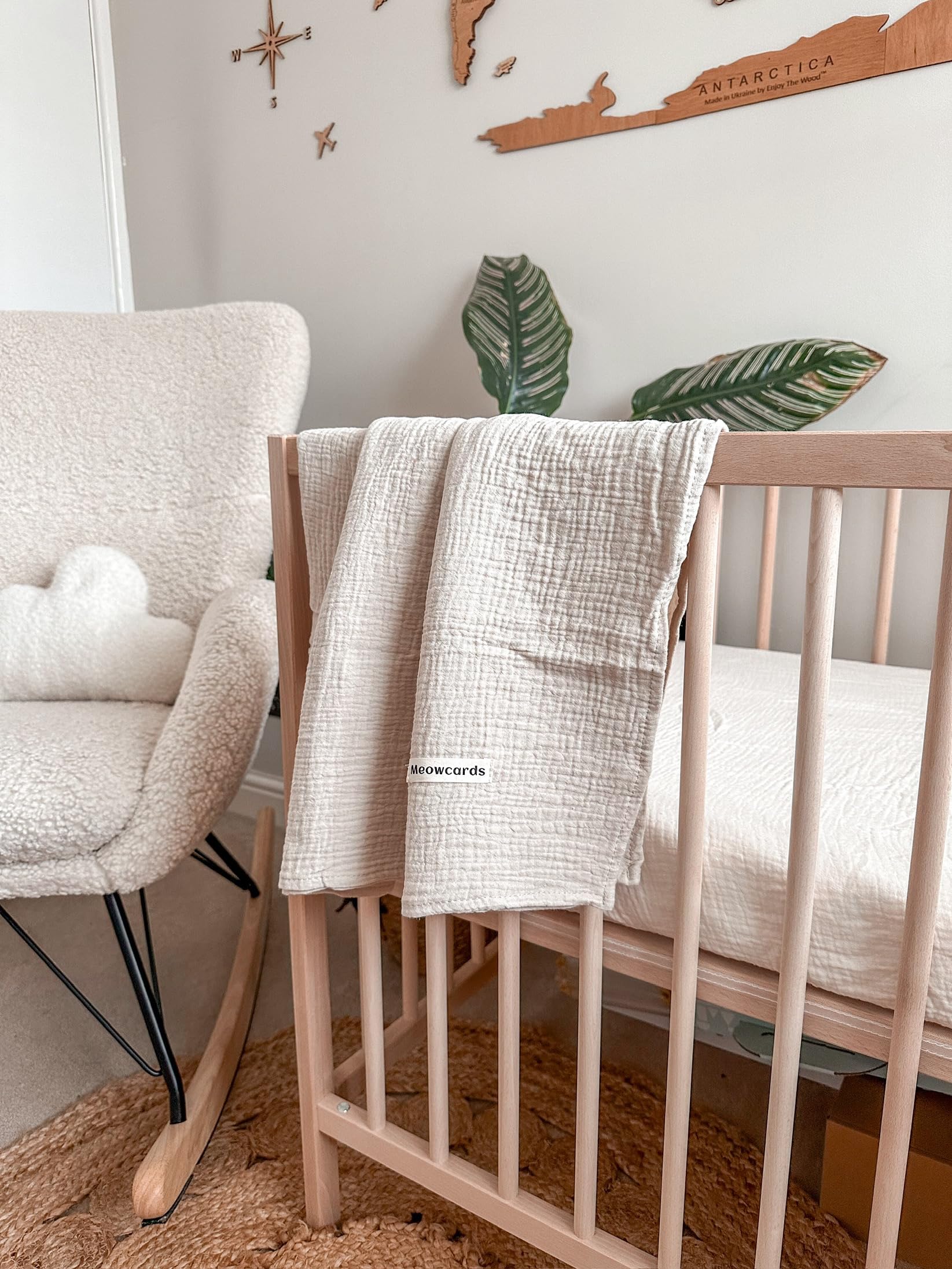 Meowcards bassinet sheet machine washable for easy care.