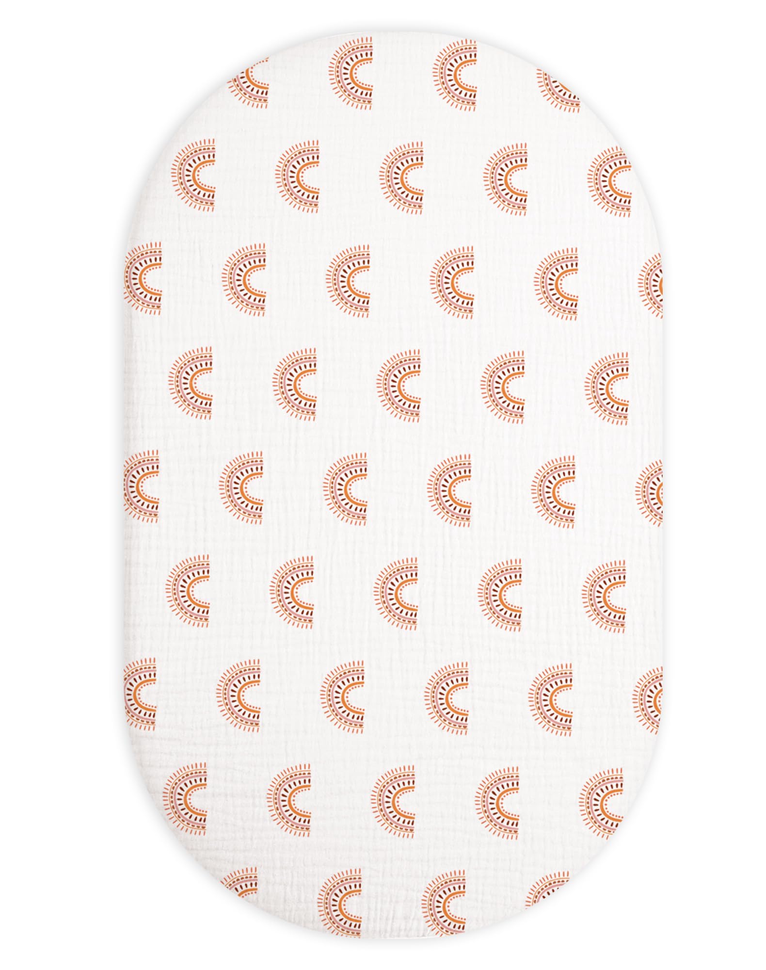 Meowcards bassinet muslin rectangle-fit sheet, soft and breathable for delicate baby skin.
