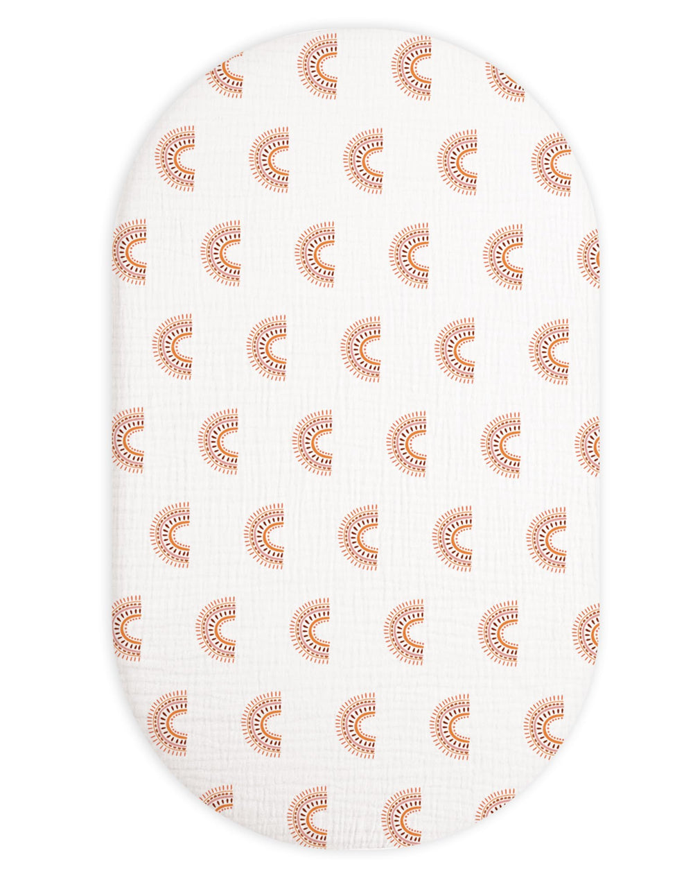 Meowcards bassinet muslin rectangle-fit sheet, soft and breathable for delicate baby skin.