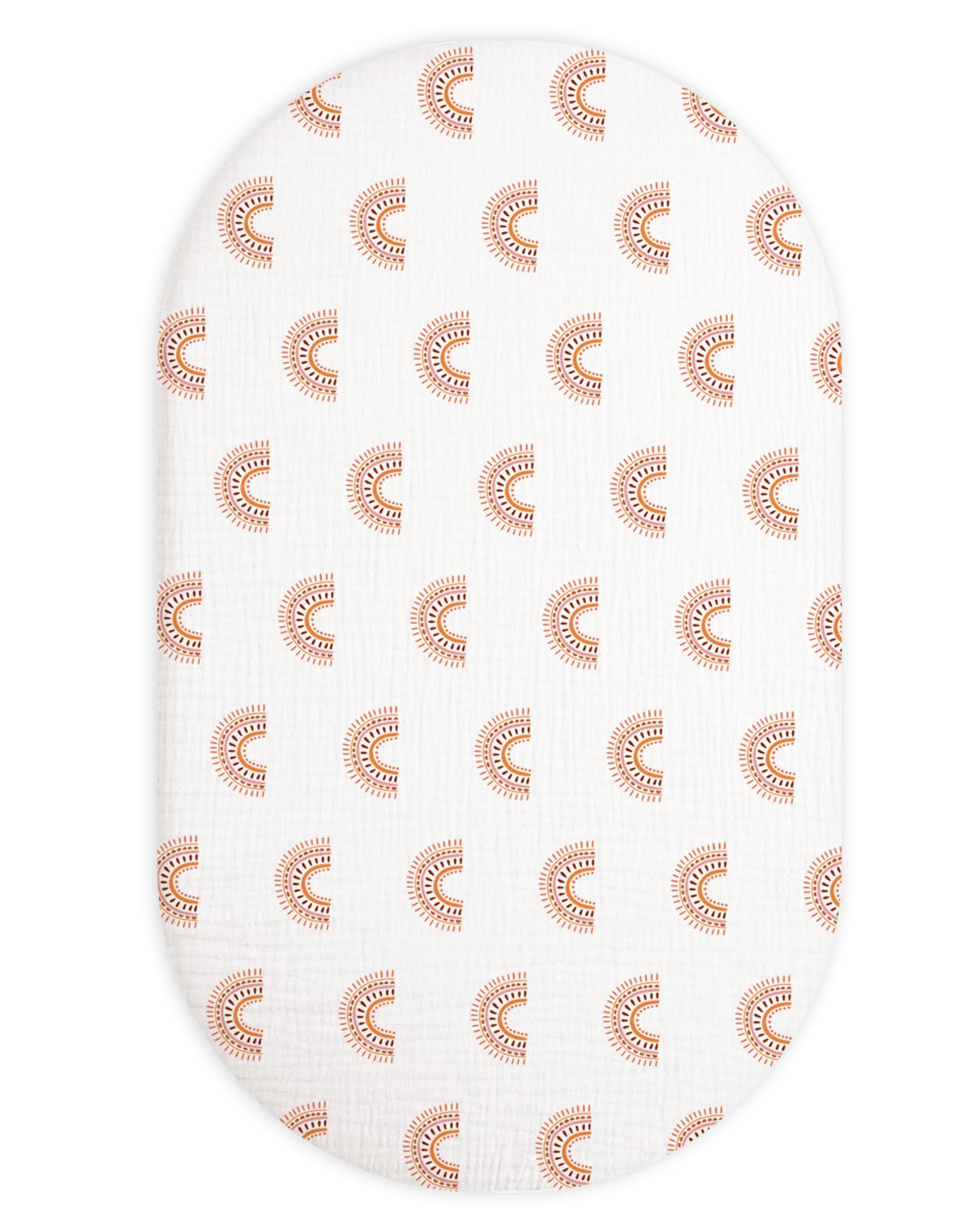 Meowcards bassinet muslin rectangle-fit sheet, soft and breathable for delicate baby skin.