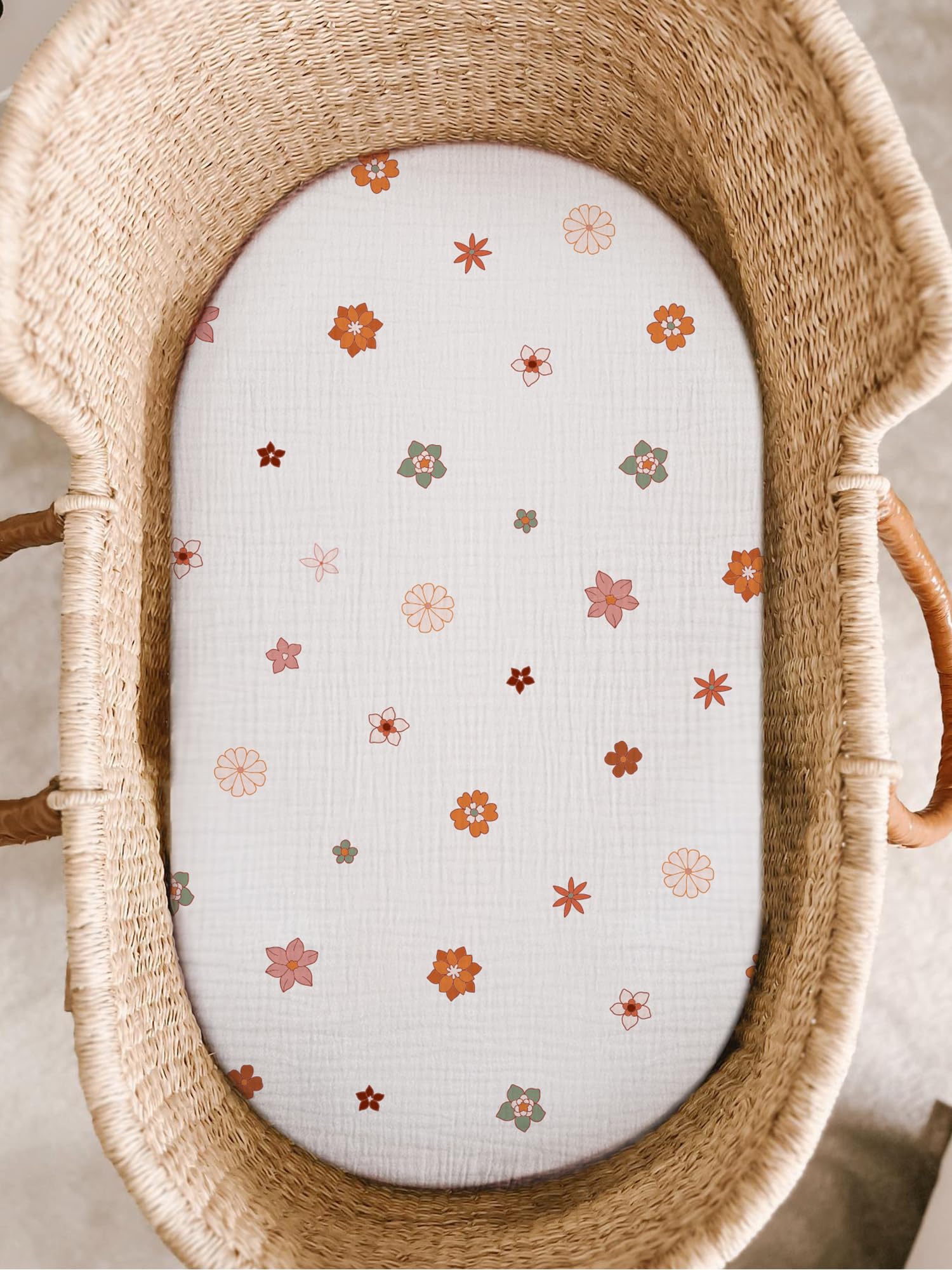 Meowcards bassinet sheet oval fit provides full coverage for oval bassinets, soft muslin comfort