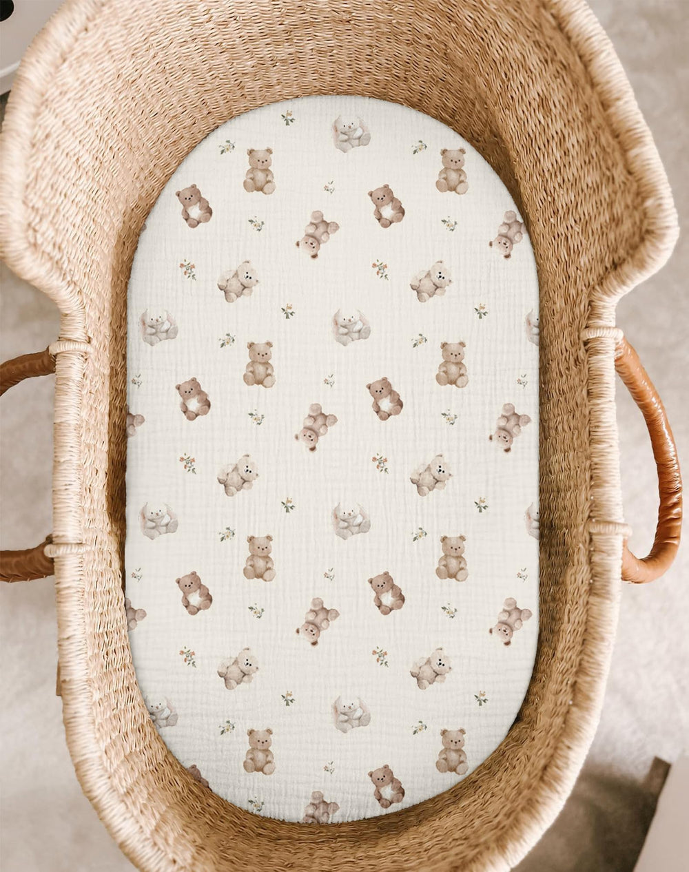 Meowcards bassinet sheet fits oval bassinets with elastic bottom for secure snugness