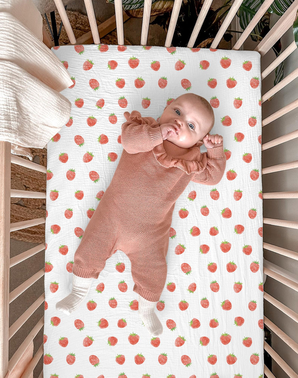Meowcards bassinet sheet two-pack stacked, versatile color to match nursery decor.