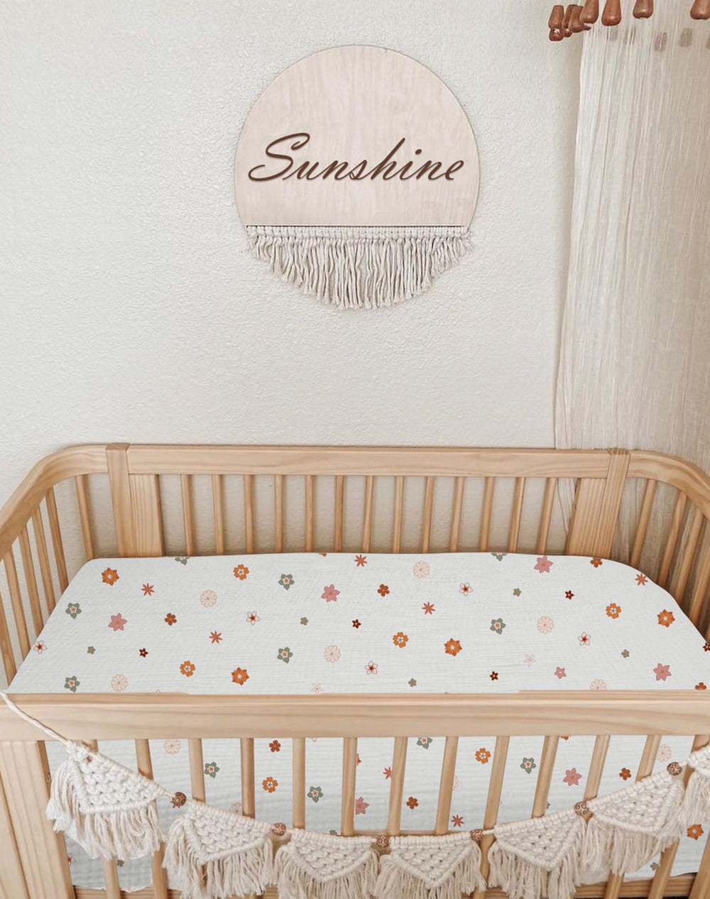 Meowcards bassinet sheets in neutral colors complement any nursery decor