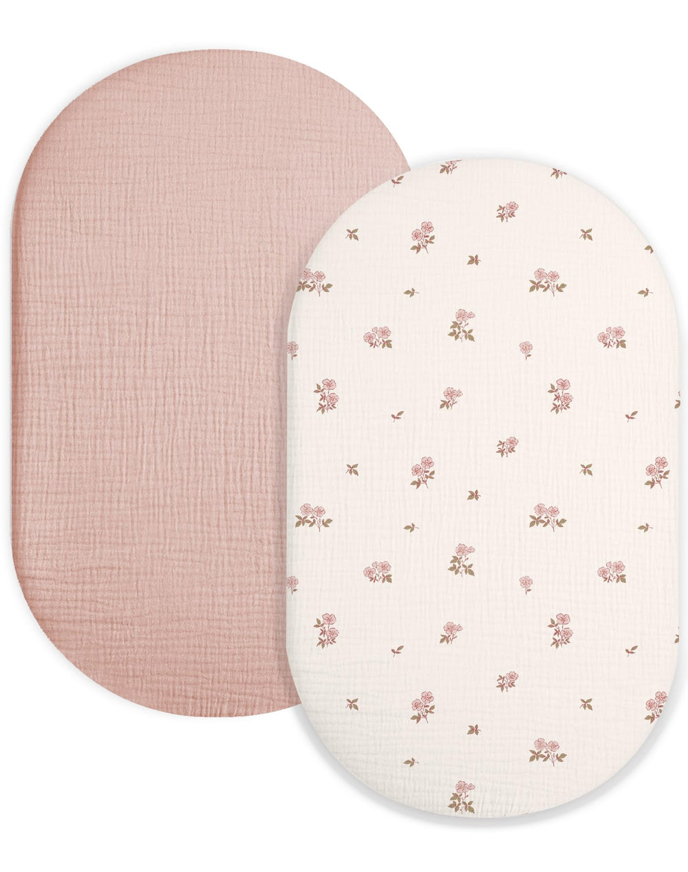 Meowcards bassinet sheet in soft muslin close-up, gentle on baby skin.