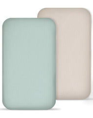 Meowcards muslin bedside sheets 33x20 on the crib, breathable and gentle for newborn sleep.
