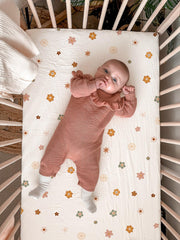 Meowcards muslin Moses basket sheets sage-flower offer breathable, cozy sleep.