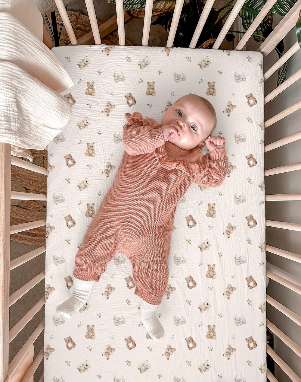 Meowcards muslin sheet showcases soft texture and baby-friendly fabric
