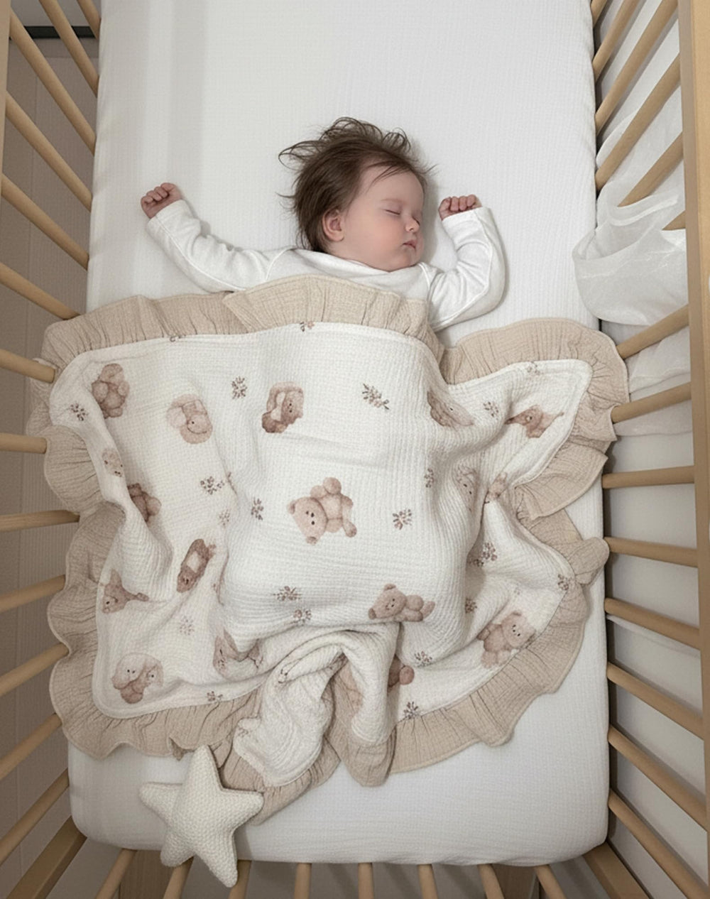 Meowcards muslin swaddle car seat cover for privacy during diaper changes.