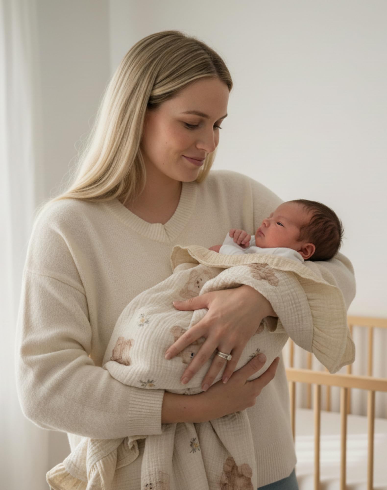 Meowcards muslin swaddle stroller blanket for outings and rests.