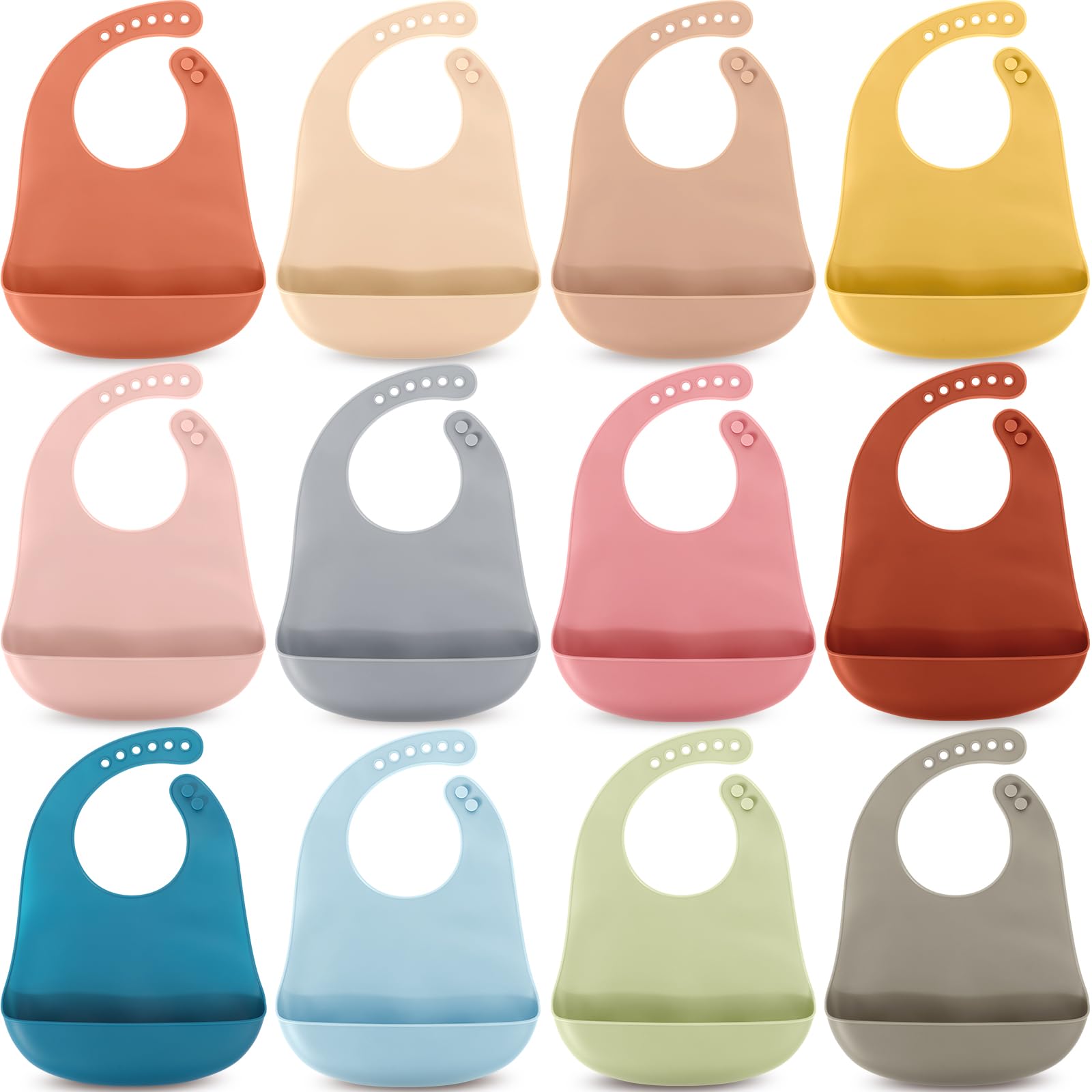 Mepase 12-pack silicone bibs in fresh colors for daily feeding