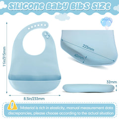 Mepase silicone bib with 3D pocket catches spills during meals