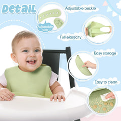Mepase silicone bibs roll up easily for travel and on-the-go meals