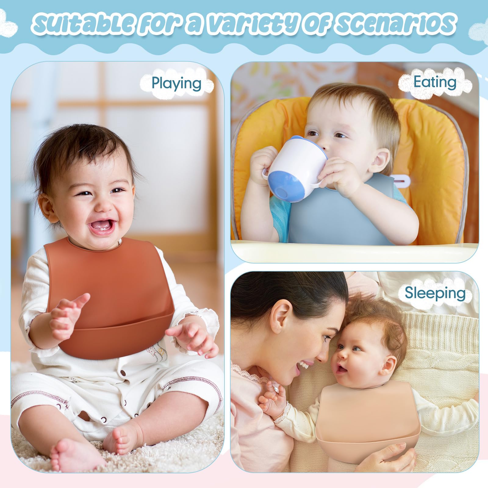 Mepase unisex silicone bib for babies, suitable for any gender