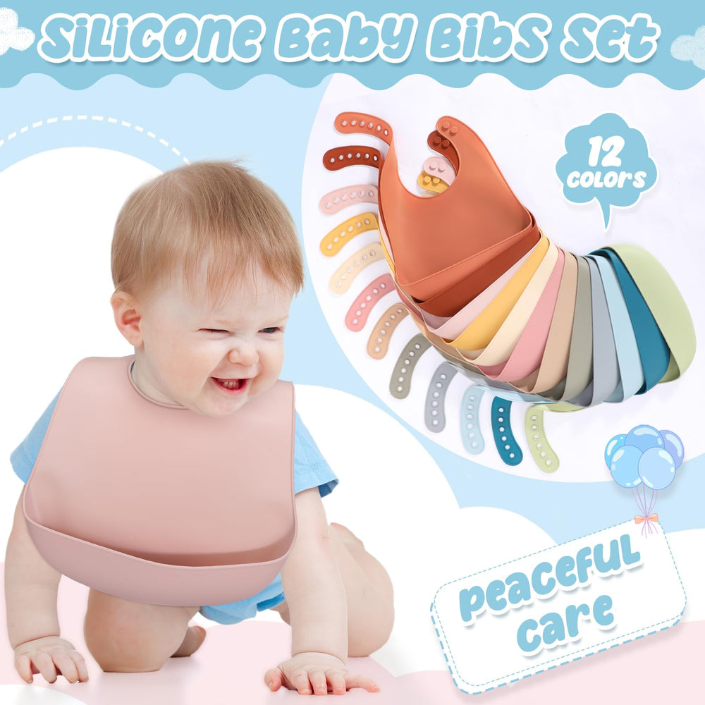 Mepase waterproof silicone bib for meals, easy cleaning