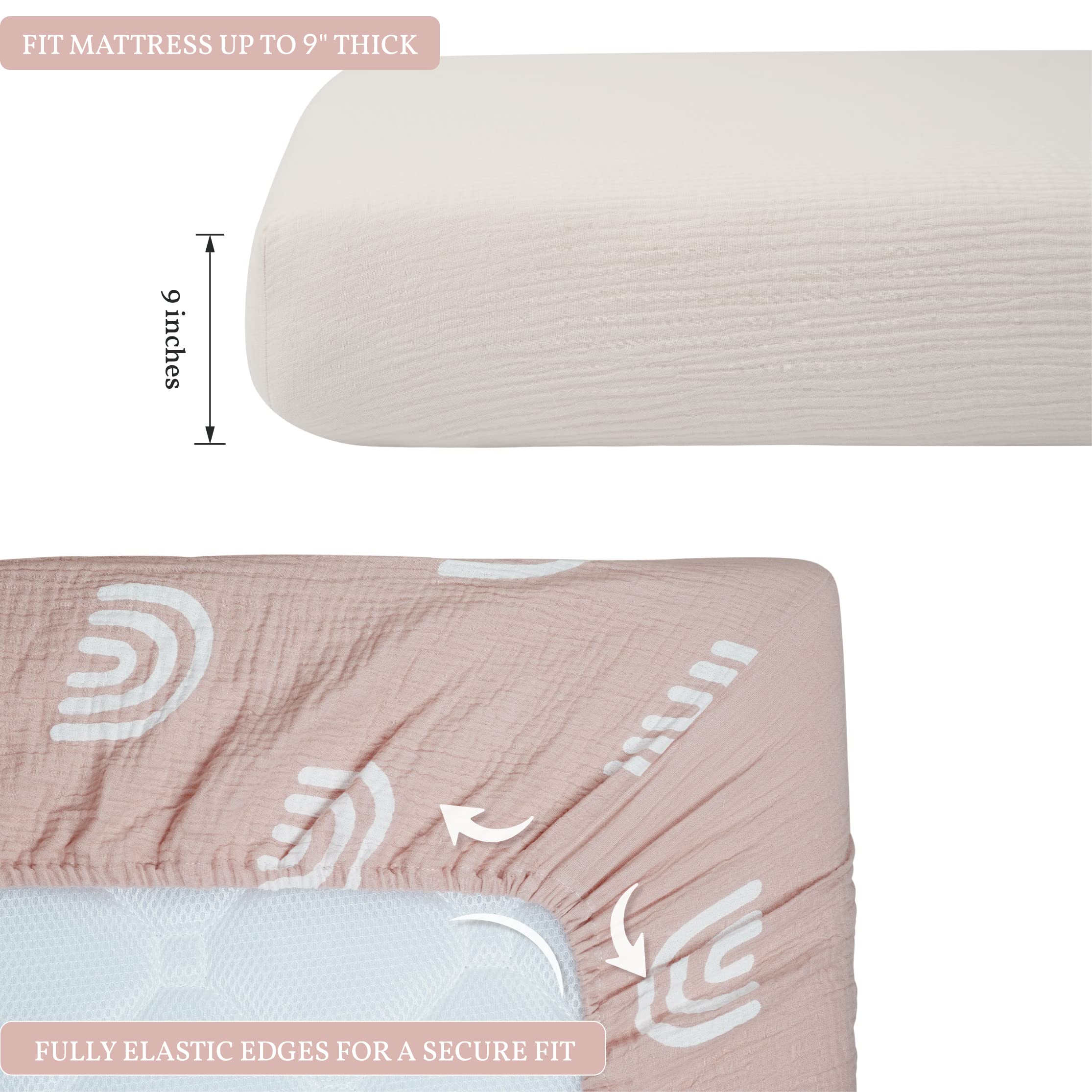 Meracorallo 28x52 deep-pocket crib sheet fits standard mattresses securely.