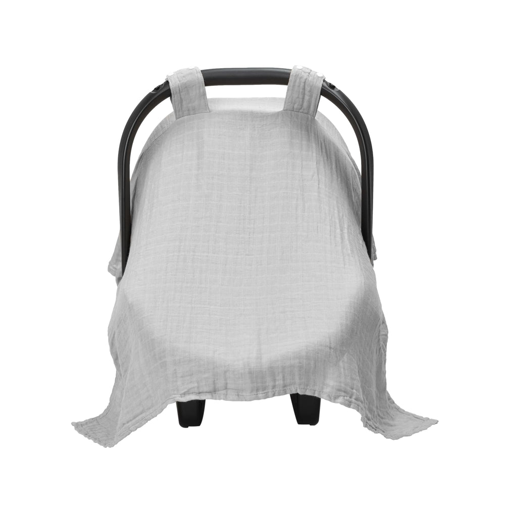 Meracorallo muslin 360-protection canopy blocks sun and wind for naps.