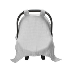 Meracorallo muslin 360-protection canopy blocks sun and wind for naps.