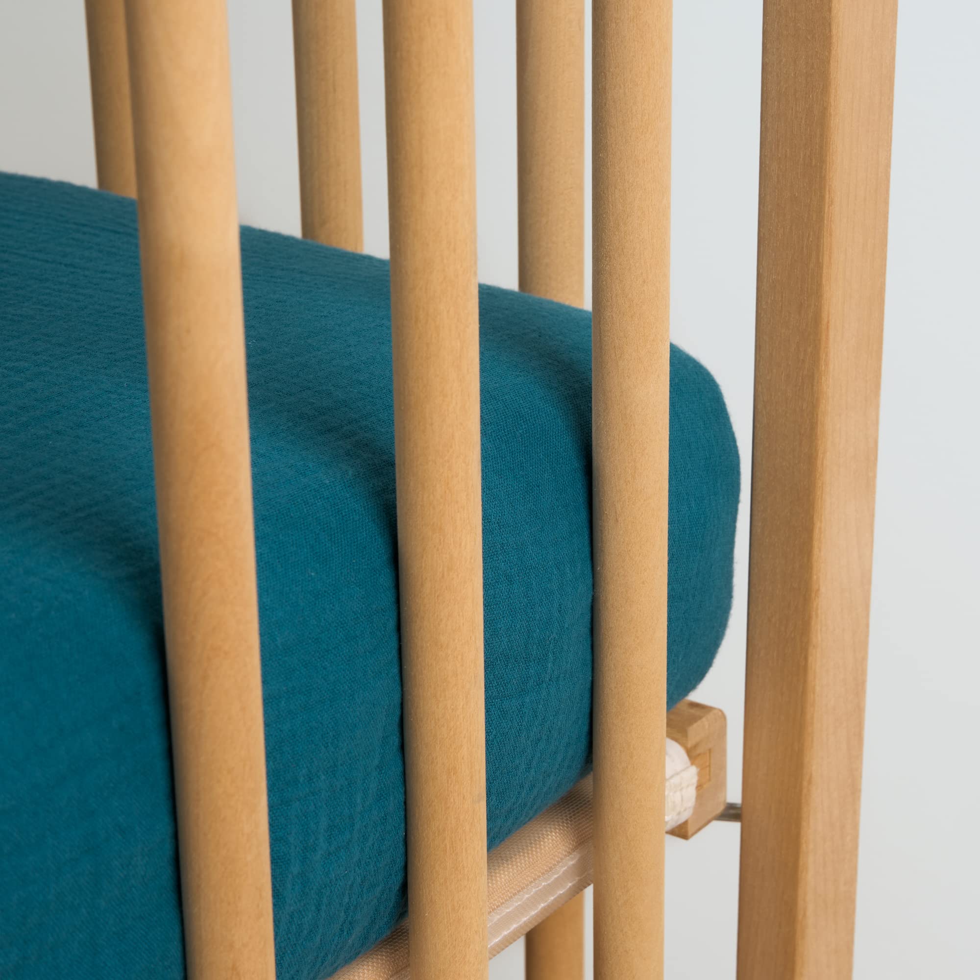 Meracorallo teal muslin crib sheet deep pocket fits mattresses up to 9 inches