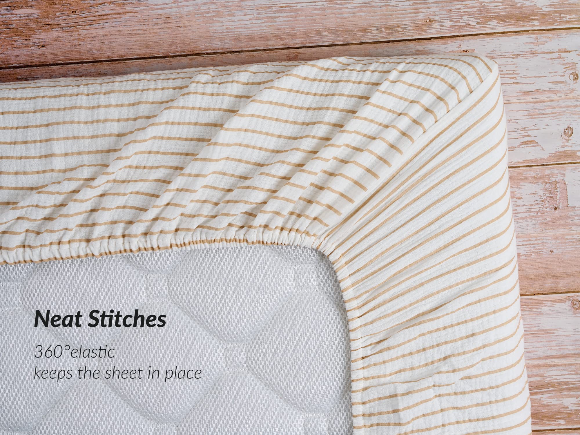 Meracorallo fitted crib sheet with elastic edges keeps it in place
