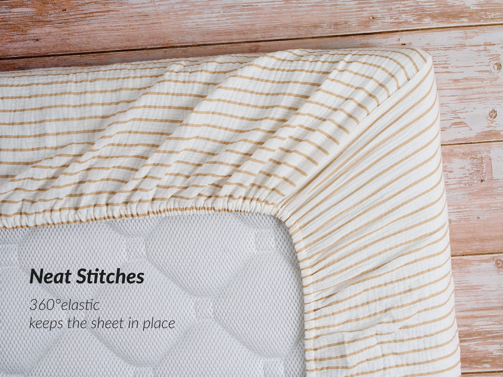 Meracorallo fitted crib sheet with elastic edges keeps it in place