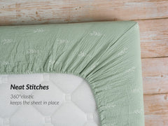 Meracorallo green leaf muslin crib sheet soft-touch surface for naps