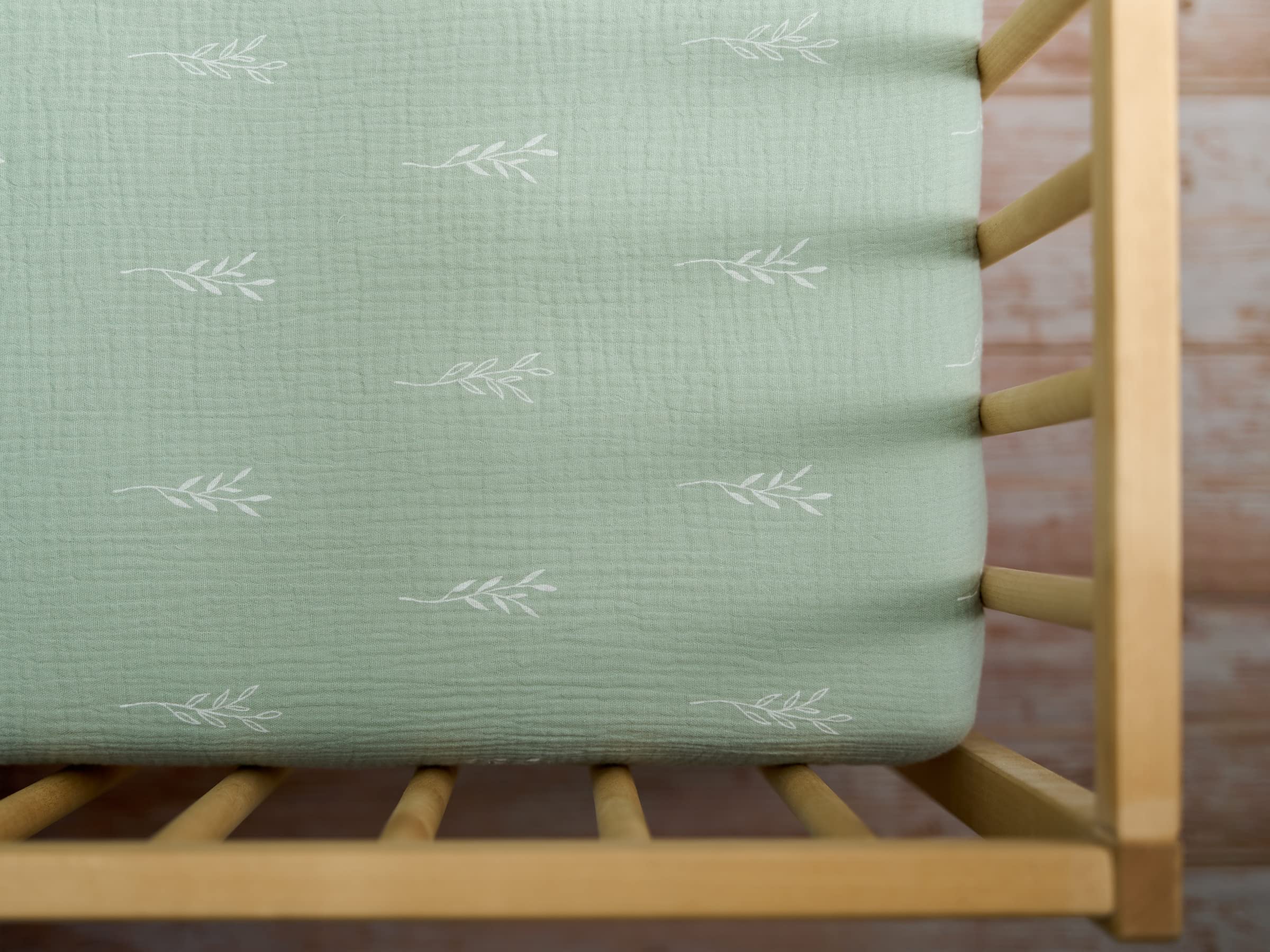 Meracorallo breathable cotton muslin crib sheet fits standard cribs