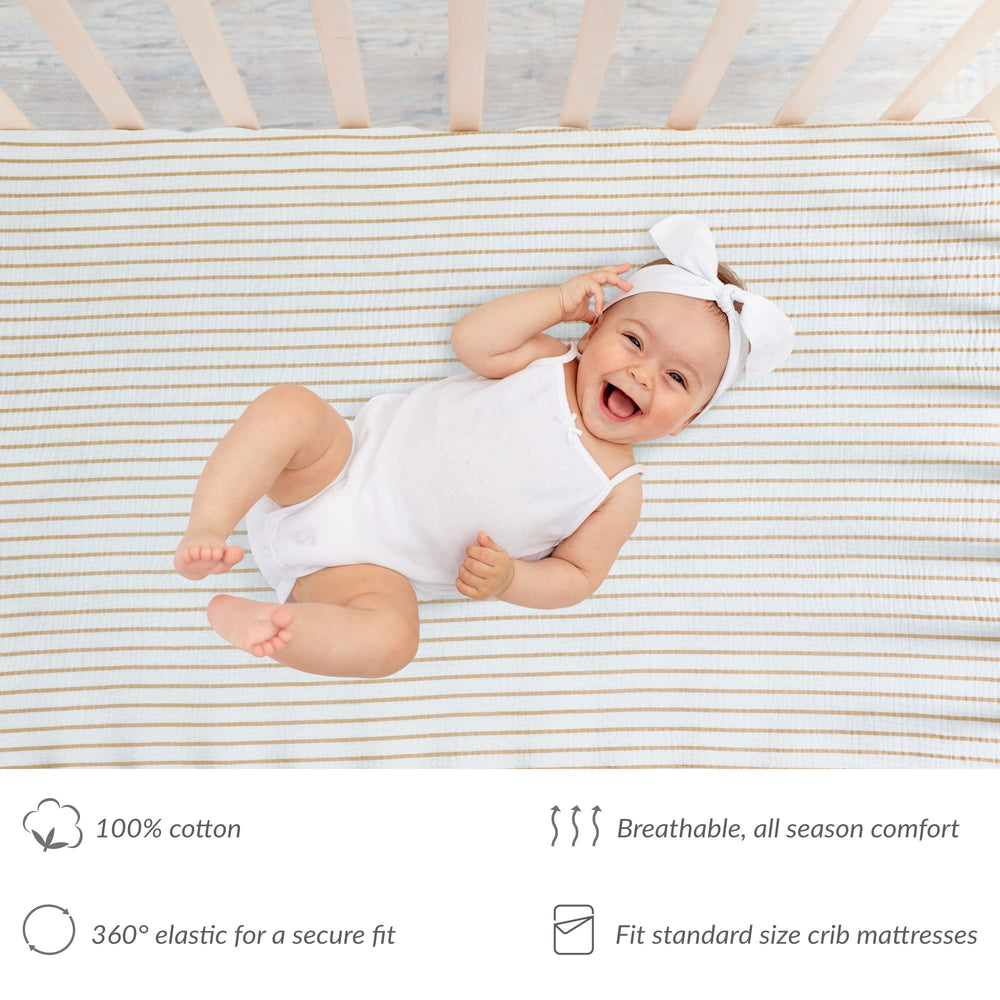 Meracorallo crib sheet compatible with standard cribs and toddler mattresses