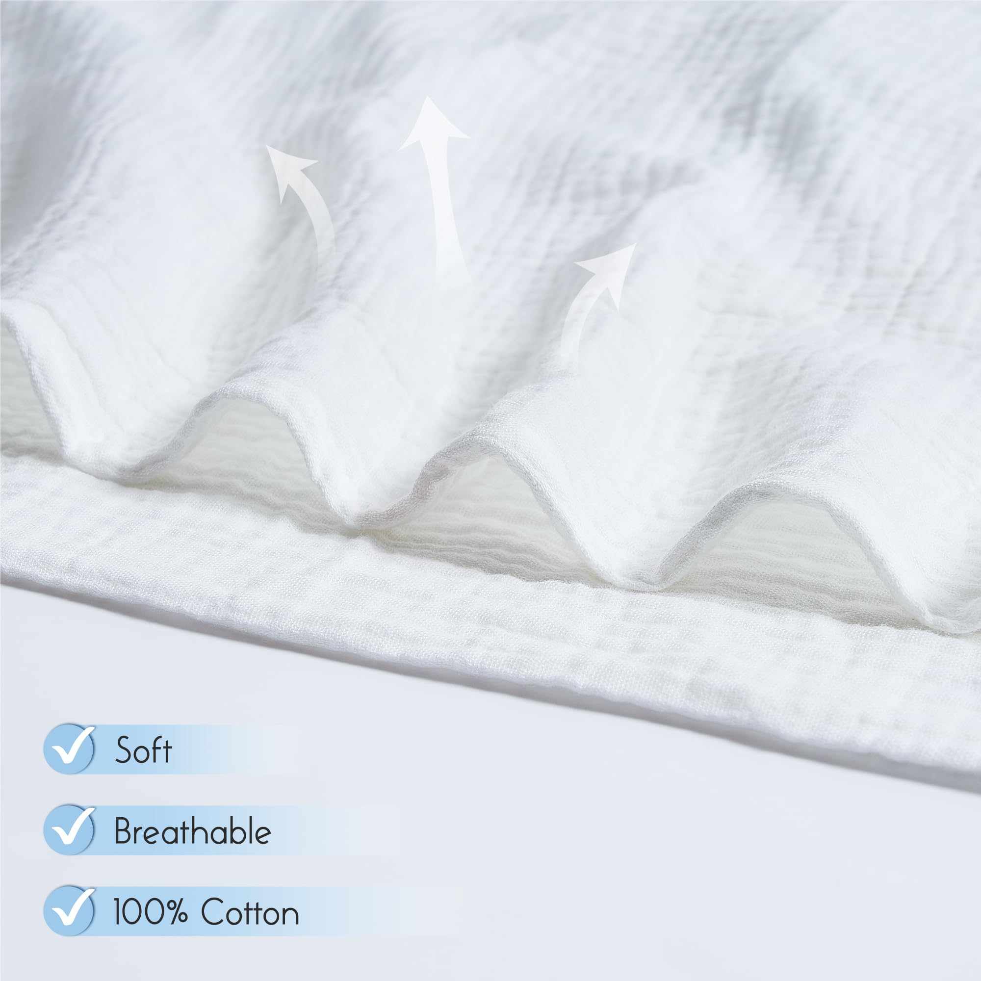 Meracorallo Muslin Swaddle Blanket large 110x110 cm enables easy swaddling.