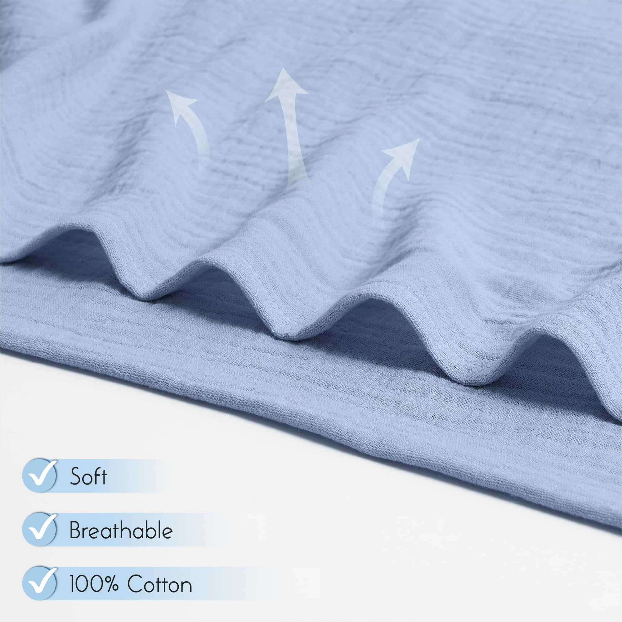 Meracorallo Muslin Swaddle Blanket 110 x 110 cm provides generous wrapping space.