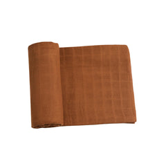 Meracorallo muslin swaddle blanket brown, silky-soft for gentle newborn swaddling.