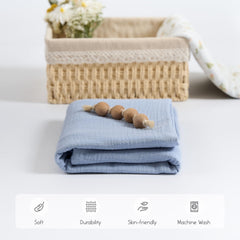 Meracorallo Muslin Swaddle Blanket multi-use design suits swaddling, burping, and stroller breaks.