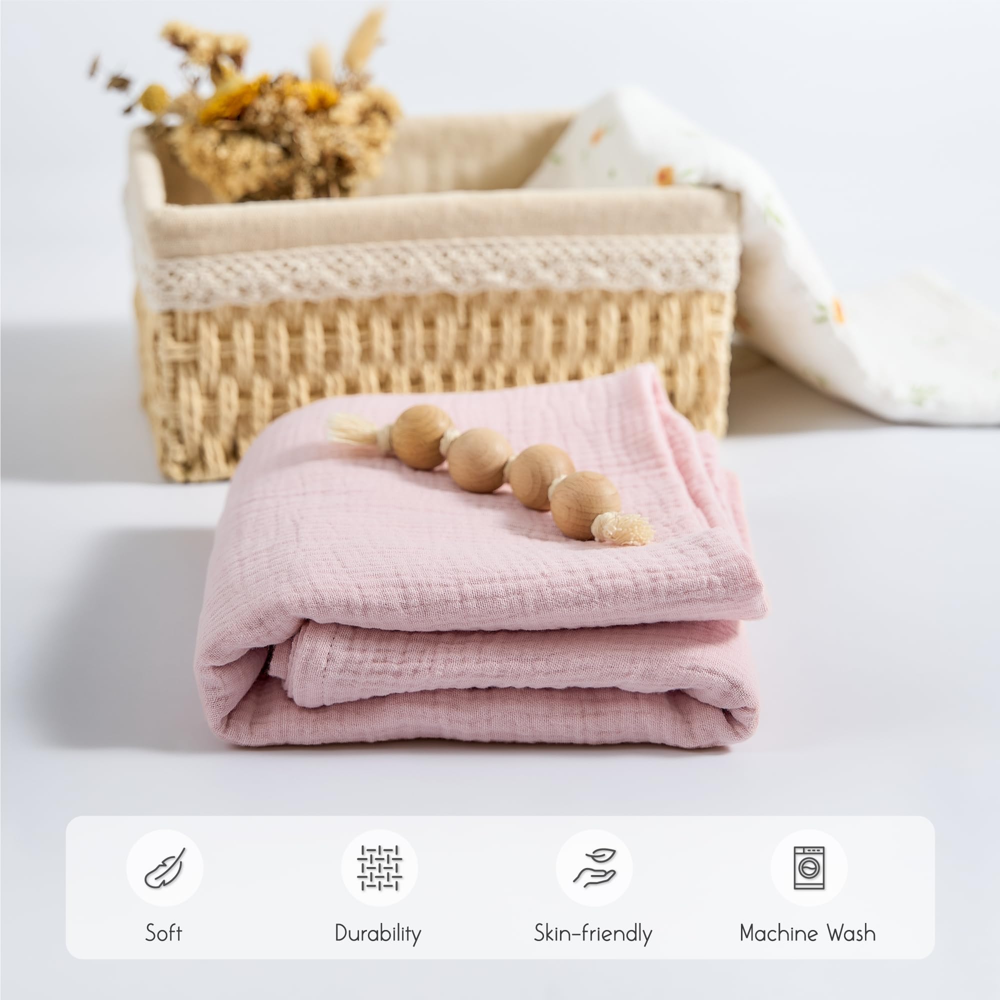 Meracorallo swaddle blanket multiuse as receiving blanket and burp cloth