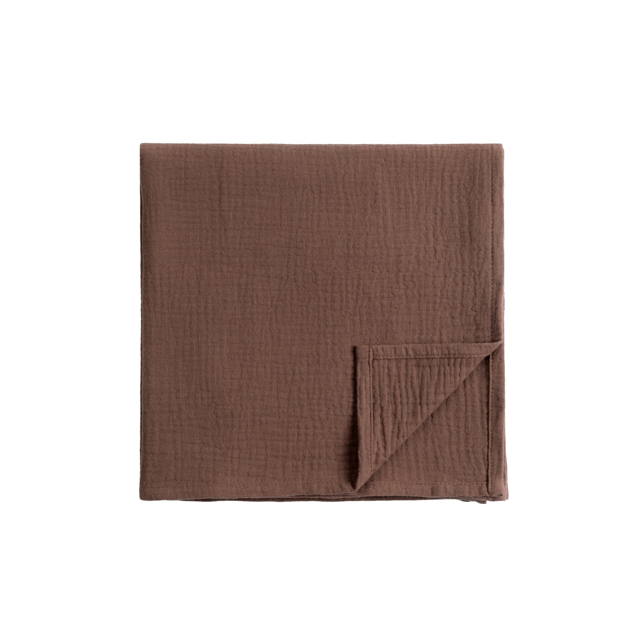 Meracorallo muslin swaddle blanket in brown offers soft, breathable cotton for delicate baby skin.