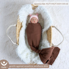 Meracorallo brown swaddle demonstrates a cozy wrap ideal for gentle newborn swaddling.