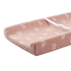 Meracorallo rainbow changing pad cover close-up texture for a soft, breathable baby surface.