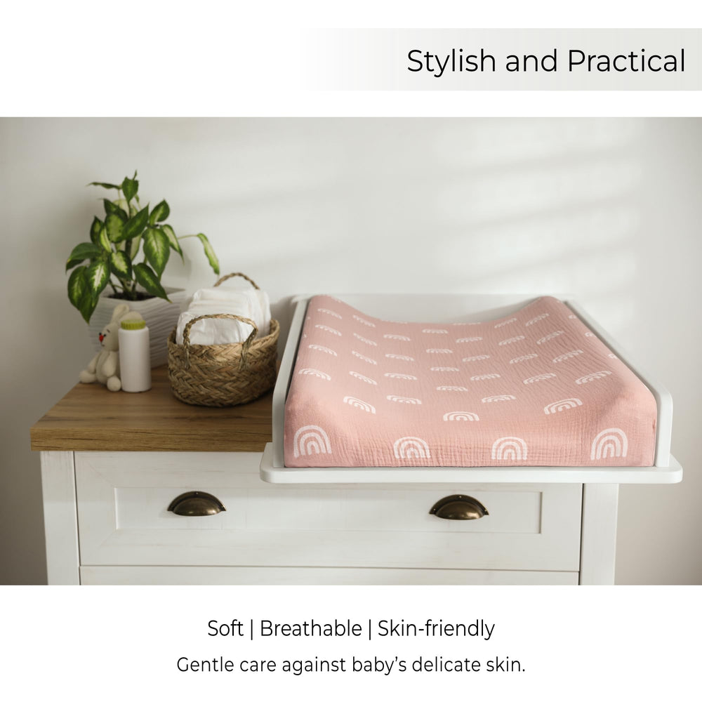 Meracorallo rainbow changing pad cover pre-washed softness enhances baby comfort from first use.