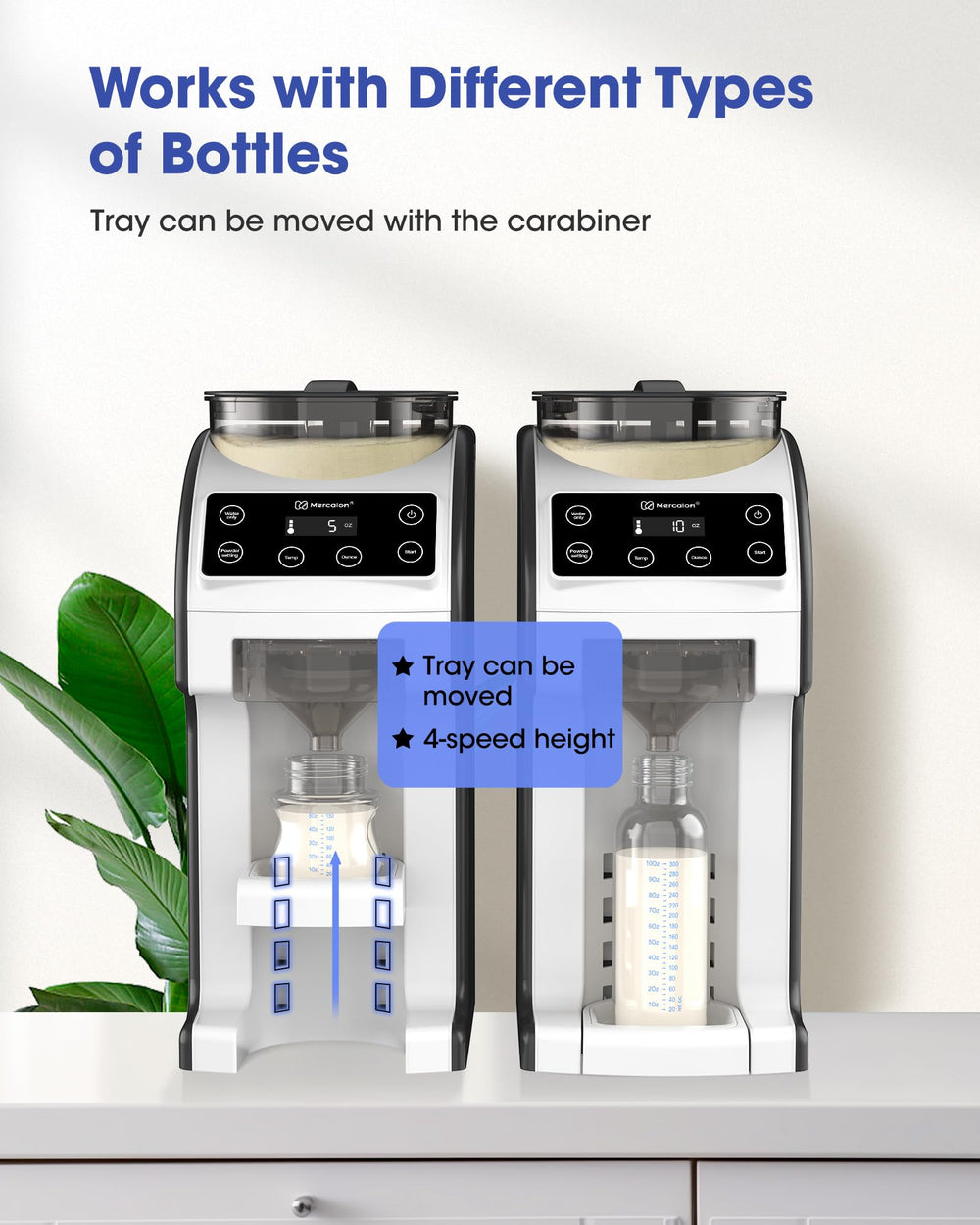Mercalon formula dispenser shows precise dispensing settings