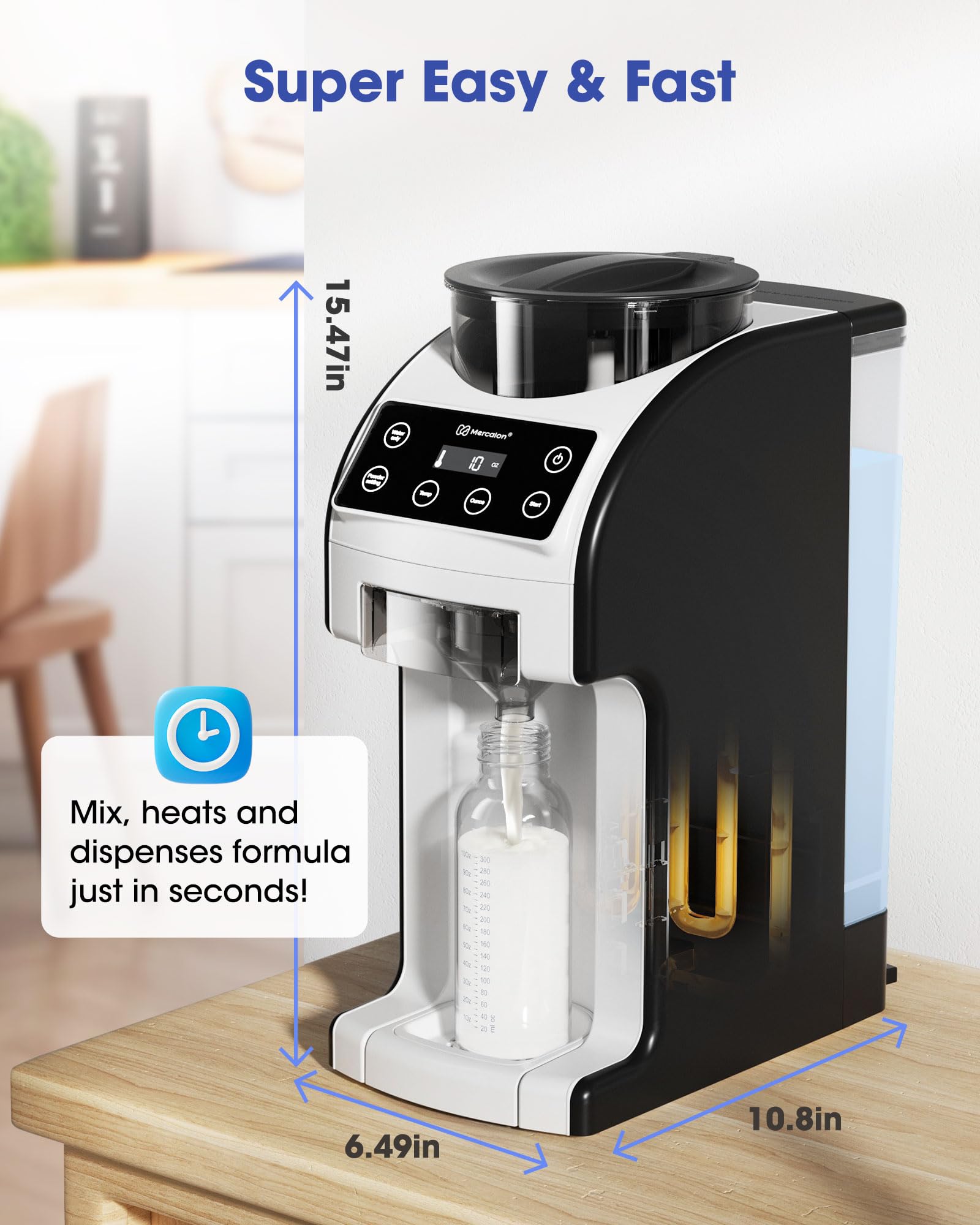 Mercalon temperature control with three settings for warm bottles