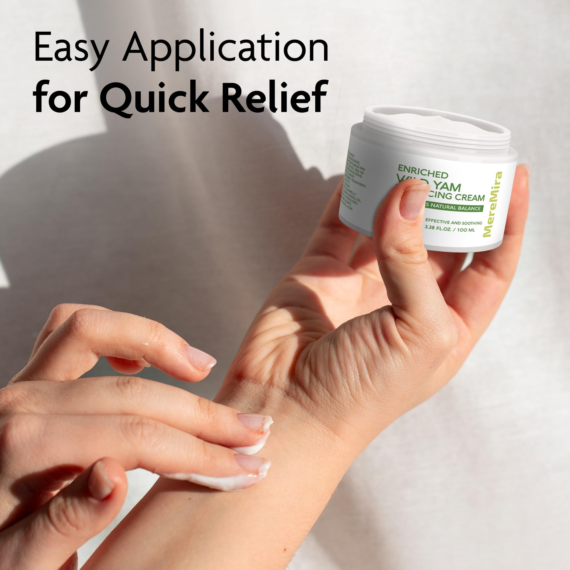 MereMira Wild Yam Cream in daily use for PMS comfort.